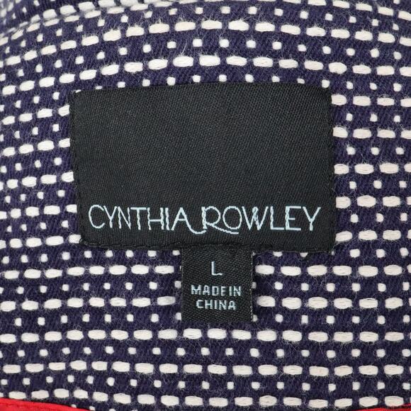 Cynthia Rowley Jacket Womens Large Navy Blue White Cotton Lined Blazer Career - Picture 3 of 14